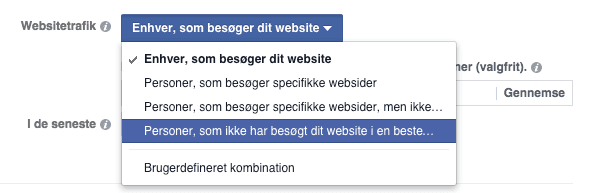 ”Personer, der ikke har besøgt dit website i en bestemt periode”: