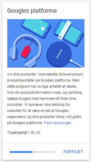 Googles platforme i Merchant Center